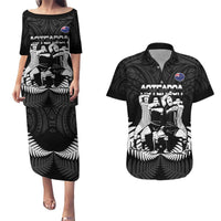 New Zealand Silver Fern Rugby Couples Matching Puletasi and Hawaiian Shirt Haka Dance With Aotearoa Maori Pattern