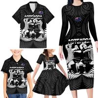 New Zealand Silver Fern Rugby Family Matching Long Sleeve Bodycon Dress and Hawaiian Shirt Haka Dance With Aotearoa Maori Pattern LT14 - Polynesian Pride