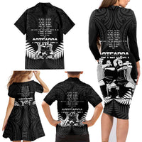 New Zealand Silver Fern Rugby Family Matching Long Sleeve Bodycon Dress and Hawaiian Shirt Haka Dance With Aotearoa Maori Pattern LT14 - Polynesian Pride