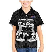 New Zealand Silver Fern Rugby Family Matching Mermaid Dress and Hawaiian Shirt Haka Dance With Aotearoa Maori Pattern LT14 Son's Shirt Black - Polynesian Pride
