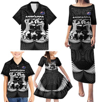 New Zealand Silver Fern Rugby Family Matching Puletasi and Hawaiian Shirt Haka Dance With Aotearoa Maori Pattern LT14 - Polynesian Pride