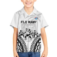 Fiji Tapa Rugby Family Matching Short Sleeve Bodycon Dress and Hawaiian Shirt Cibi Dance With Fijian Pattern