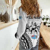 New Zealand And Fiji Tapa Rugby Women Casual Shirt Haka Dance Mix Cibi Dance Together LT14 - Polynesian Pride