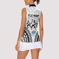 New Zealand And Fiji Tapa Rugby Women Sleeveless Polo Shirt Haka Dance Mix Cibi Dance Together LT14 - Polynesian Pride