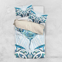 New Zealand Manta Ray Tattoo Bedding Set Aotearoa Maori Haehae Paua Shell LT14 US Twin 172cm x 218cm White - Polynesian Pride