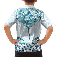 New Zealand Manta Ray Tattoo Family Matching Summer Maxi Dress and Hawaiian Shirt Aotearoa Maori Haehae Paua Shell LT14 - Polynesian Pride