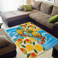Aloha Hawaii Summer Area Rug Hawaiian Lei Surfing Mango Palaka Motifs