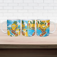 Aloha Hawaii Summer Ceramic Mug Hawaiian Lei Surfing Mango Palaka Motifs