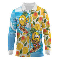 Aloha Hawaii Summer Long Sleeve Polo Shirt Hawaiian Lei Surfing Mango Palaka Motifs