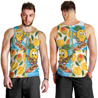Aloha Hawaii Summer Men Tank Top Hawaiian Lei Surfing Mango Palaka Motifs