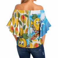 Aloha Hawaii Summer Off Shoulder Wrap Waist Top Hawaiian Lei Surfing Mango Palaka Motifs LT14 - Polynesian Pride