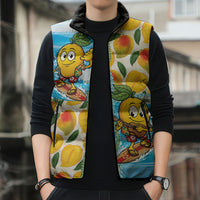 Aloha Hawaii Summer Sleeveless Puffer Jacket Hawaiian Lei Surfing Mango Palaka Motifs