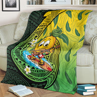 Hawaii Surfing Mango Blanket Manako Polynesian Fish Hook