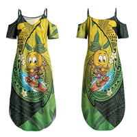 Hawaii Surfing Mango Family Matching Summer Maxi Dress and Hawaiian Shirt Manako Polynesian Fish Hook