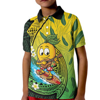 Hawaii Surfing Mango Kid Polo Shirt Manako Polynesian Fish Hook
