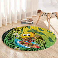 Hawaii Surfing Mango Round Carpet Manako Polynesian Fish Hook