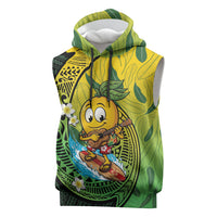Hawaii Surfing Mango Sleeveless Hoodie Manako Polynesian Fish Hook