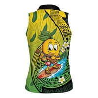 Hawaii Surfing Mango Women Sleeveless Polo Shirt Manako Polynesian Fish Hook