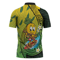 Hawaii Surfing Mango Zipper Polo Shirt Manako Polynesian Fish Hook