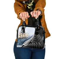 Personalised New Zealand Pakeha Shoulder Handbag Kiwi Silver Fern and Sailing Ship Compass LT14 One Size Blue - Polynesian Pride
