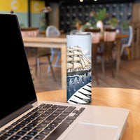 Personalised New Zealand Pakeha Skinny Tumbler Kiwi Silver Fern and Sailing Ship Compass LT14 - Polynesian Pride