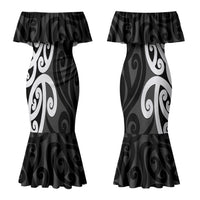 Lil Pakeha Lil Maori New Zealand Couples Matching Mermaid Dress and Long Sleeve Button Shirt Kiwi Proud Mangopare Pattern LT14 - Polynesian Pride