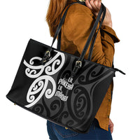 Lil Pakeha Lil Maori New Zealand Leather Tote Bag Kiwi Proud Mangopare Pattern LT14 - Polynesian Pride