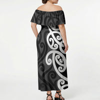 Lil Pakeha Lil Maori New Zealand Off Shoulder Maxi Dress Kiwi Proud Mangopare Pattern LT14 - Polynesian Pride