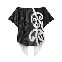 Lil Pakeha Lil Maori New Zealand Off Shoulder Wrap Waist Top Kiwi Proud Mangopare Pattern LT14 - Polynesian Pride