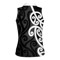Lil Pakeha Lil Maori New Zealand Women Sleeveless Polo Shirt Kiwi Proud Mangopare Pattern LT14 - Polynesian Pride
