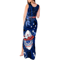 Samoa Rugby Tank Maxi Dress Manu Samoa Ula Fala Dabbing Ball Polynesian Blue Version LT14 - Polynesian Pride