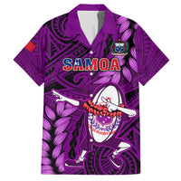 Samoa Rugby Family Matching Puletasi Dress and Hawaiian Shirt Manu Samoa Ula Fala Dabbing Ball Polynesian Purple Version LT14 - Polynesian Pride