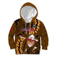 Samoa Rugby Kid Hoodie Manu Samoa Ula Fala Dabbing Ball Polynesian Gold Version LT14 Hoodie Gold - Polynesian Pride