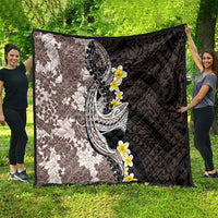 Brown and Black Hawaii Shark Tattoo Quilt Puakenikeni Lei Plumeria Polynesian Pattern - Polynesian Pride