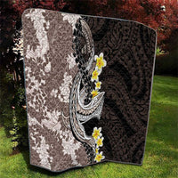 Brown and Black Hawaii Shark Tattoo Quilt Puakenikeni Lei Plumeria Polynesian Pattern - Polynesian Pride