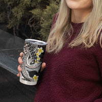 Brown and Black Hawaii Shark Tattoo Tumbler Cup Puakenikeni Lei Plumeria Polynesian Pattern - Polynesian Pride