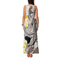 Brown and White Hawaii Shark Tattoo Family Matching Tank Maxi Dress and Hawaiian Shirt Puakenikeni Lei Plumeria Polynesian Pattern LT14 - Polynesian Pride