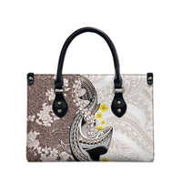 Brown and White Hawaii Shark Tattoo Leather Bag Puakenikeni Lei Plumeria Polynesian Pattern LT14 - Polynesian Pride