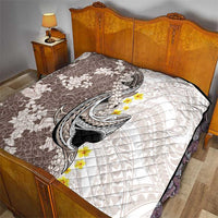 Brown and White Hawaii Shark Tattoo Quilt Puakenikeni Lei Plumeria Polynesian Pattern - Polynesian Pride