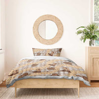 Khaki Palaka Hawaii Cowboy Bedding Set Puakenikeni Lei Paniolo Papale Seamless Vibes - Polynesian Pride