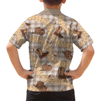 Khaki Palaka Hawaii Cowboy Family Matching Short Sleeve Bodycon Dress and Hawaiian Shirt Puakenikeni Lei Paniolo Papale Seamless Vibes LT14 - Polynesian Pride