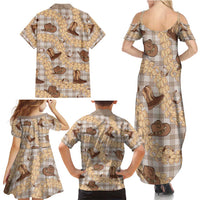 Khaki Palaka Hawaii Cowboy Family Matching Summer Maxi Dress and Hawaiian Shirt Puakenikeni Lei Paniolo Papale Seamless Vibes LT14 - Polynesian Pride