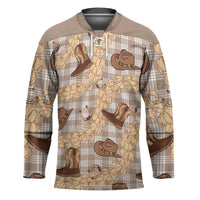 Khaki Palaka Hawaii Cowboy Hockey Jersey Puakenikeni Lei Paniolo Papale Seamless Vibes - Polynesian Pride