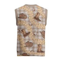 Khaki Palaka Hawaii Cowboy Christmas Knitted V-Neck Vest Puakenikeni Lei Paniolo Papale Seamless Vibes LT14 - Polynesian Pride
