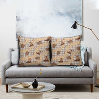 Khaki Palaka Hawaii Cowboy Pillow Cover Puakenikeni Lei Paniolo Papale Seamless Vibes - Polynesian Pride
