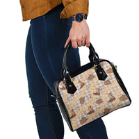 Khaki Palaka Hawaii Cowboy Shoulder Handbag Puakenikeni Lei Paniolo Papale Seamless Vibes - Polynesian Pride