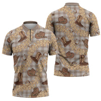 Khaki Palaka Hawaii Cowboy Zipper Polo Shirt Puakenikeni Lei Paniolo Papale Seamless Vibes LT14 - Polynesian Pride