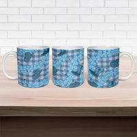 Cyan Palaka Hawaii Cowboy Ceramic Mug Puakenikeni Lei Paniolo Papale Seamless Vibes - Polynesian Pride