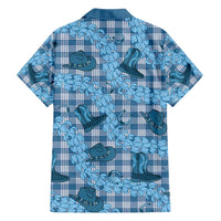 Cyan Palaka Hawaii Cowboy Family Matching Summer Maxi Dress and Hawaiian Shirt Puakenikeni Lei Paniolo Papale Seamless Vibes LT14 - Polynesian Pride
