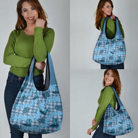 Cyan Palaka Hawaii Cowboy Grocery Bag Puakenikeni Lei Paniolo Papale Seamless Vibes - Polynesian Pride